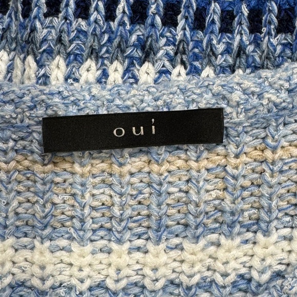 Striped Blue and Cream Women's Cardigan - Picture 6 of 12